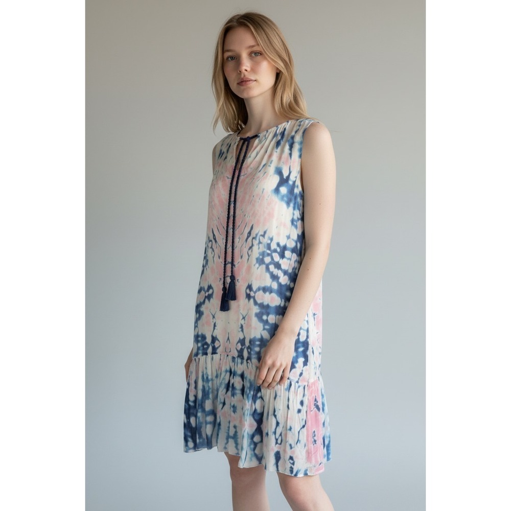 Sundance Blue & Pink Sleeveless Tie-Dye Dress Women's Small Boho Hippie Festival